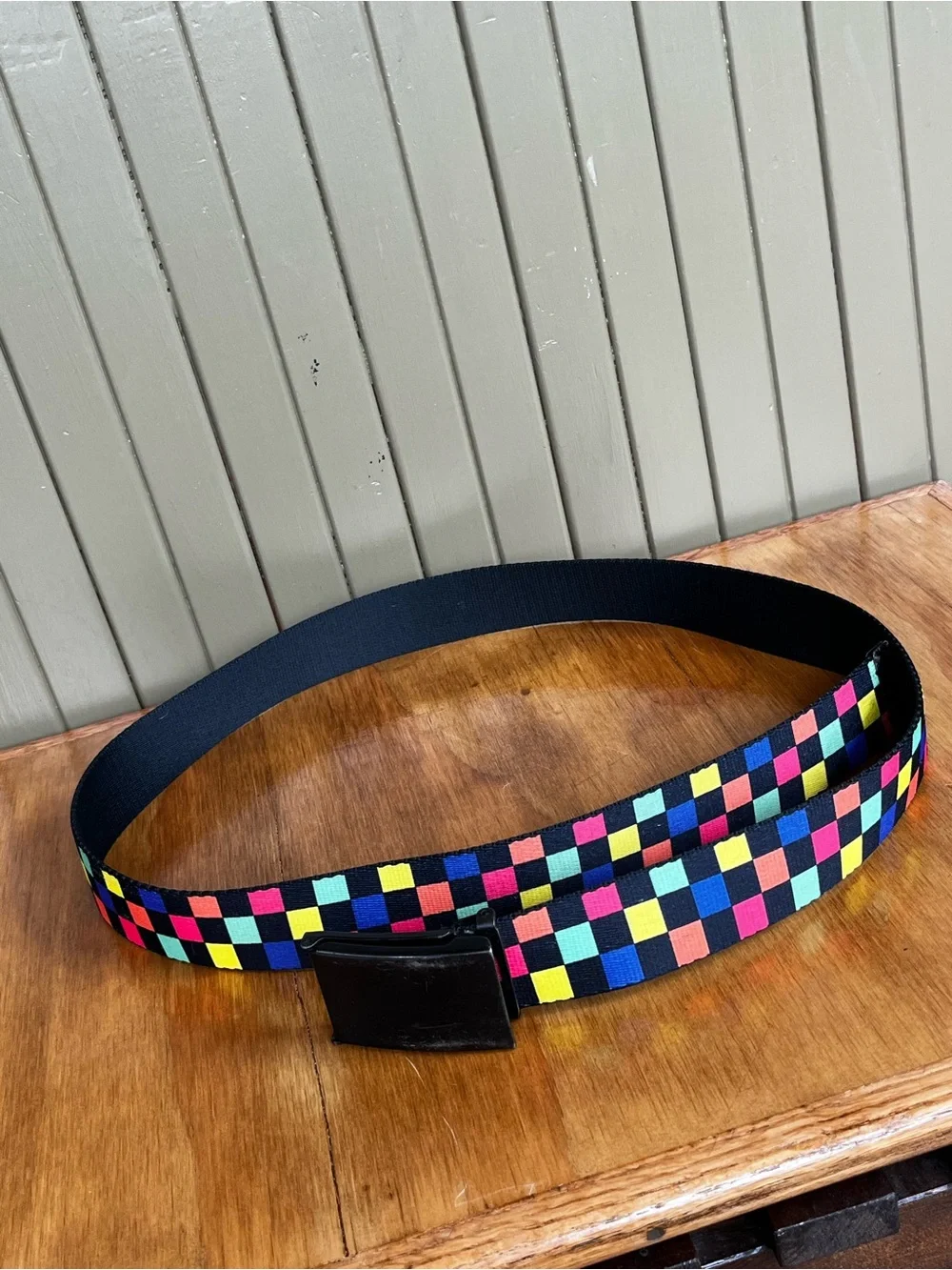 Buckle-Down Multicolor Checkered Rachet Belt Pride Approved